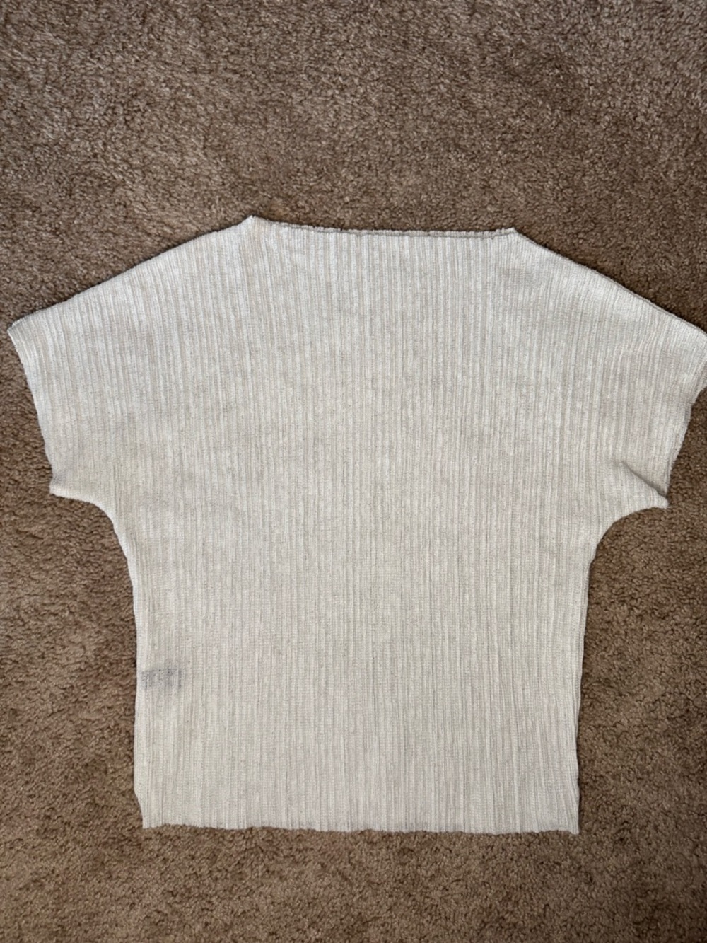 Glassworks London Ribbed Knit Short Sleeve Top in Light Cream